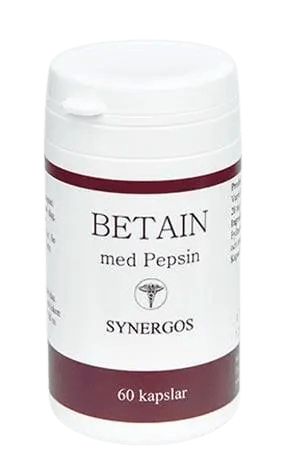 Betain HCL - saltsyra, uppsvälld mage - VitamineralKosttillskott